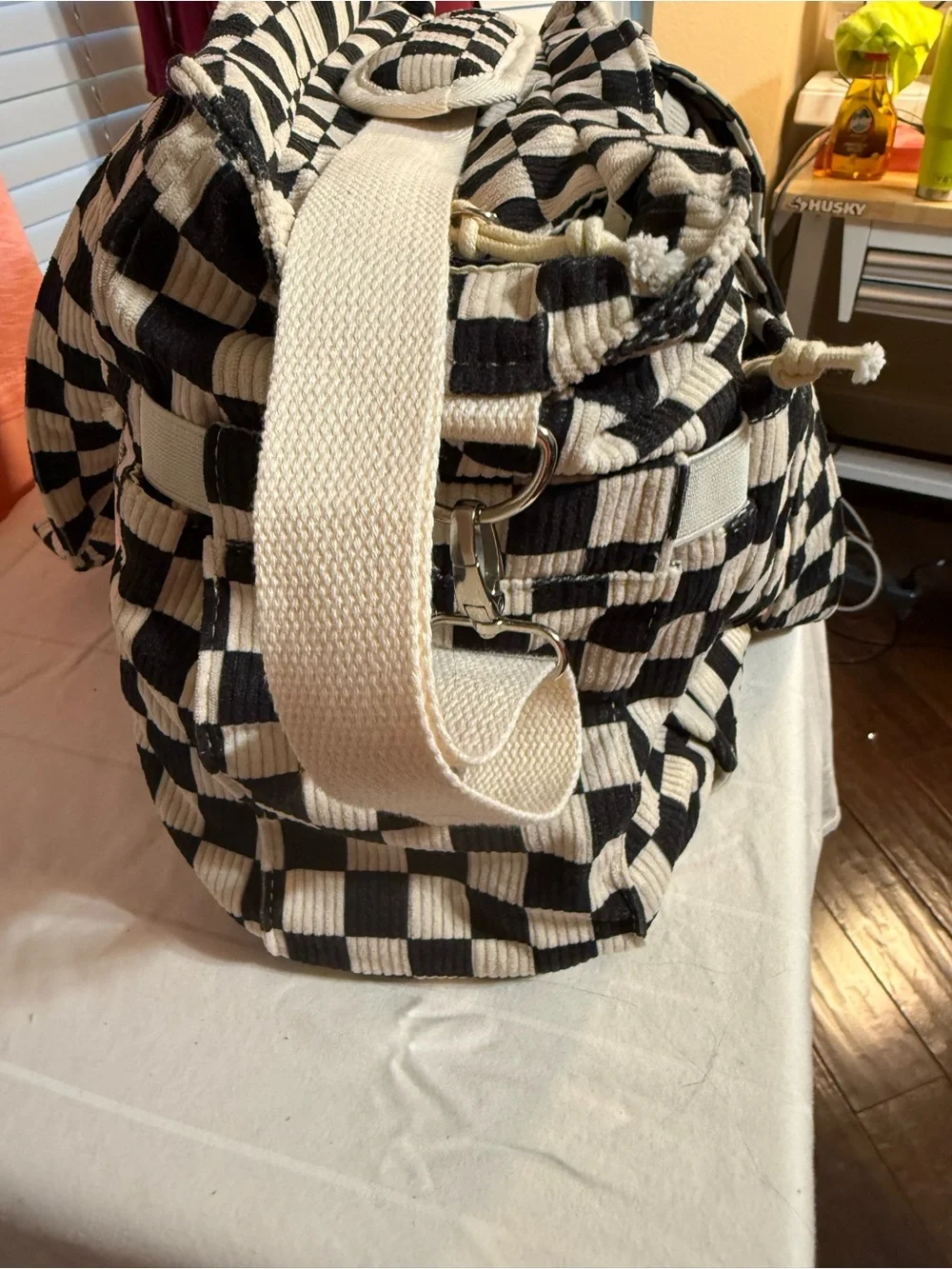 BAGSTELLAR Black & White Checkered Laptop/Shouler Bag